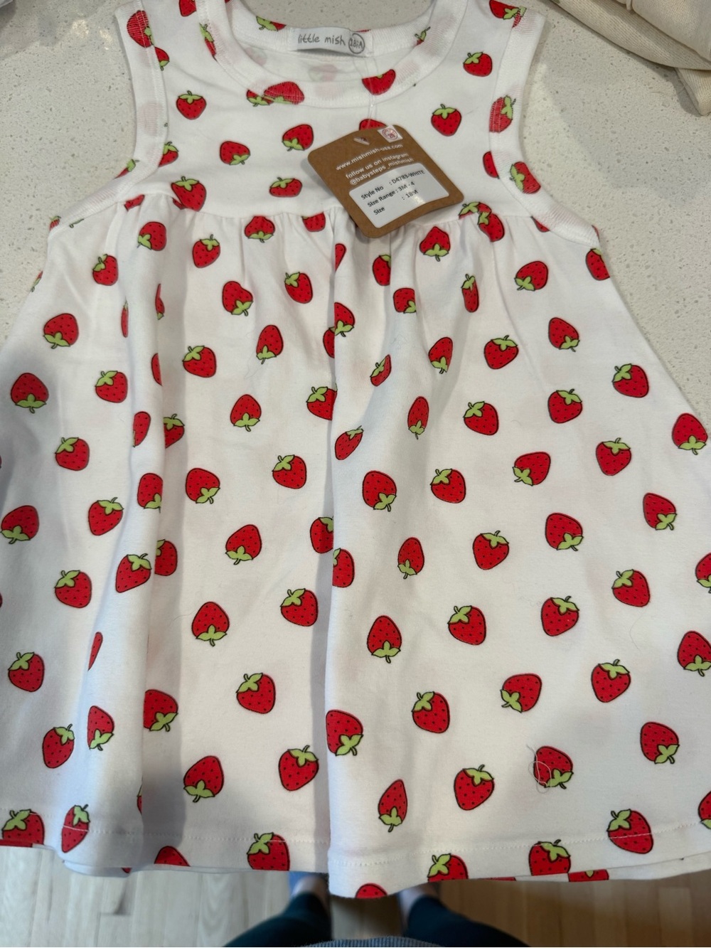 Little Mish White Strawberry Toddler Dress sz 18 Months